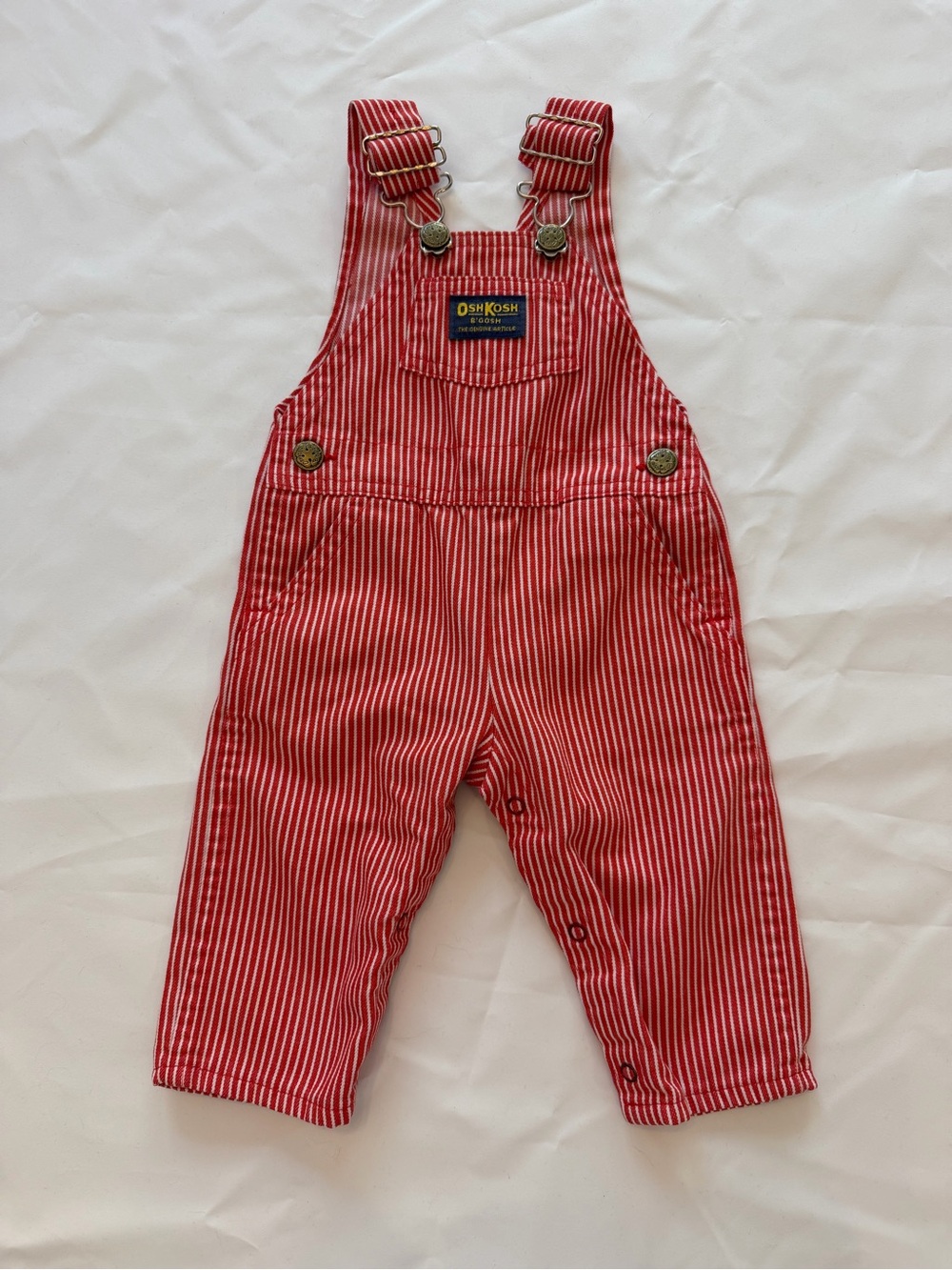 Vintage OshKosh Red Striped Kids Overalls